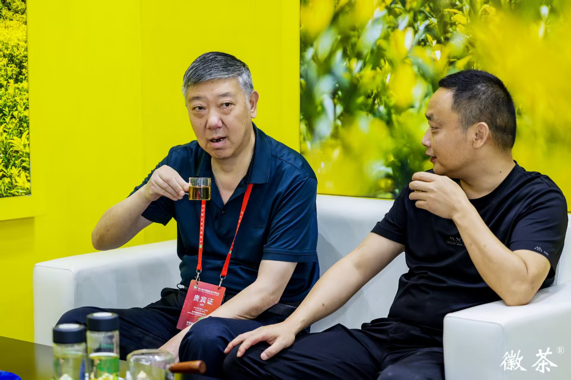 第七届中国国际茶叶博览会期间，我会会长丁以寿莅临郎溪黄金芽展馆品鉴指导